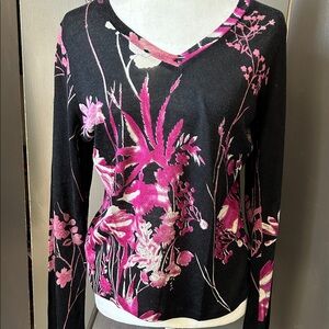 COURAGE.b sweater XL Luxury pullover cashmere silk wool blend long sleeve V-neck